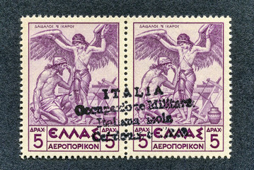 Fototapeta na wymiar 1941 - Italian occupation stamp Cefalonia and Itaca