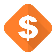 dollar orange flat icon us dollar sign