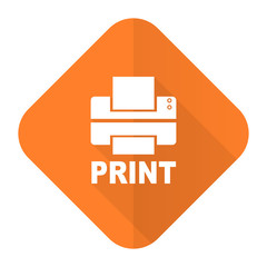 printer orange flat icon print sign
