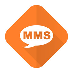 mms orange flat icon message sign