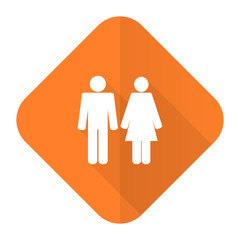 couple orange flat icon people sign team symbol