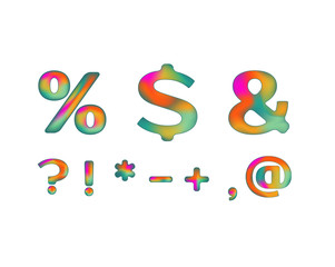 Colorful symbols with  iridescent color