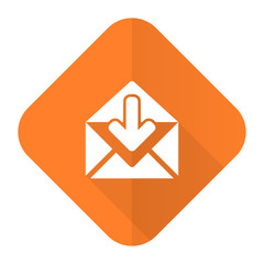 email orange flat icon post message sign