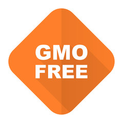 gmo free orange flat icon no gmo sign