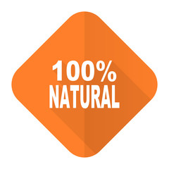 natural orange flat icon 100 percent natural sign