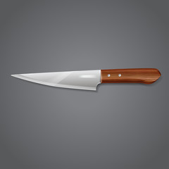 Kitchen knife, on a gray background. Vector illustration.