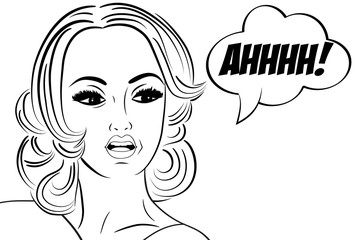 pop art cute retro couple in comics style