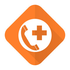 emergency call orange flat icon