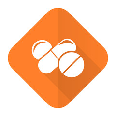 medicine orange flat icon drugs symbol pills sign