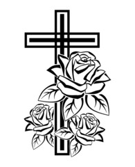 crucifix with roses