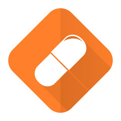 drugs orange flat icon medical sign