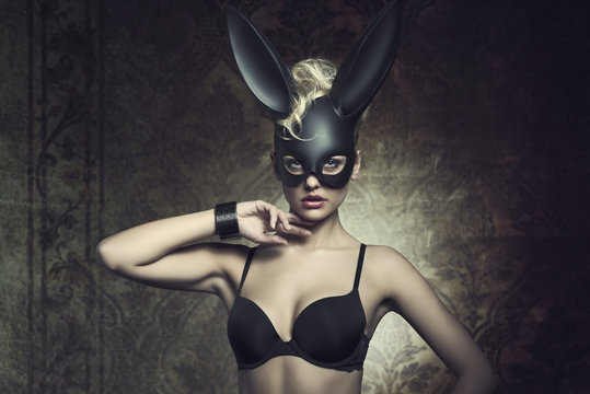 Girl With Fetish Bunny Mask