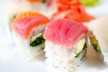 Rolls, sushi and ginger