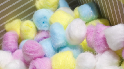 Fototapeta na wymiar Colorful cotton balls