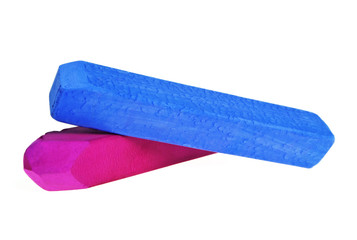 Colorful chalks on a white background