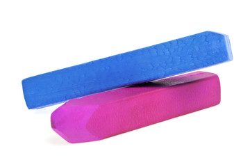 Colorful chalks on a white background