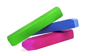 Colorful chalks on a white background
