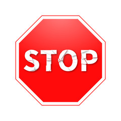 Vector illustration of Stop sign with a broken inscription