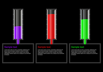 Vector illustration infographic cylinders with liquid