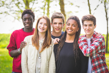 Multiethnic group of teenagers outdoor