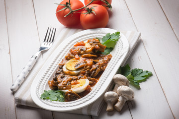 boiled eggs with mushroom