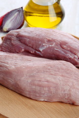 Pork tenderloin , Fillet on cutting board