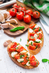 Bruschetta with cherry tomato and mozzarella