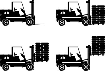 Forklifts. Heavy construction machines. Vector illustration