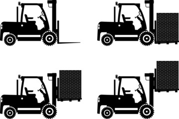 Forklifts. Heavy construction machines. Vector illustration