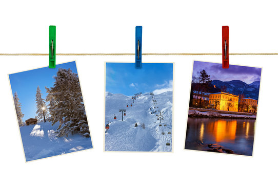 Austria mountains ski photography on clothespins