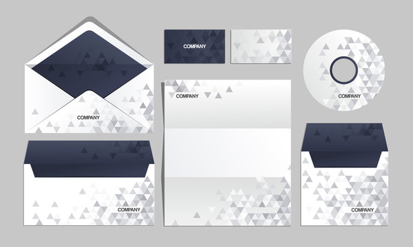 Blue corporate origami identity template. For brandbook