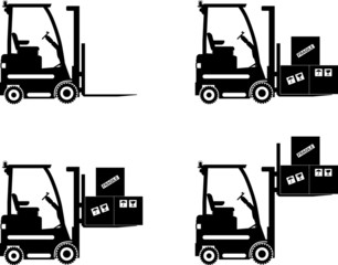 Forklifts. Heavy construction machines. Vector illustration