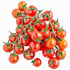 Cherry vine tomatoes on white background