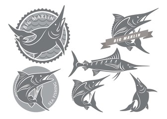 icons  of marlin fishing