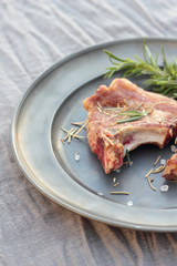 Lamb cutlet with rosemary.