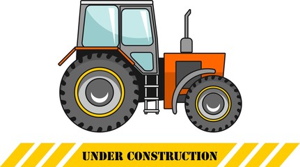 Tractor. Heavy construction machines. Vector illustration