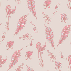 seamless pattern with feathers and other elements 7
