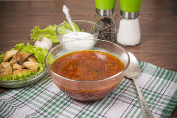 borsch with ears from the test