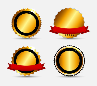 Set of Gold Label Template Vector Illustration