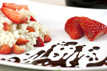 Strawberry risotto with traditional italian balsamic vinegar