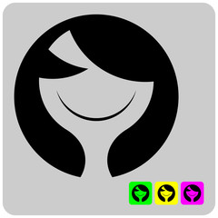 cheerful stylized alien woman face