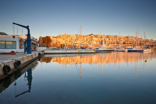Morning in Mikrolimano marina in Athens, Greece.
