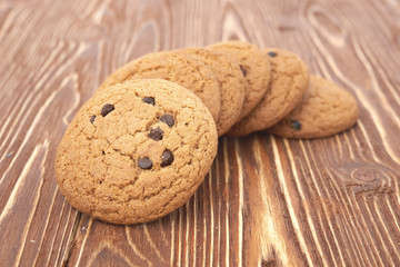 oat cookies on wooden table