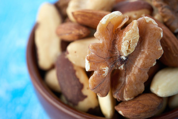 Mix nuts  on wooden background