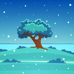 Winter cartoon landscape