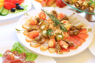 catering table set service with silverware