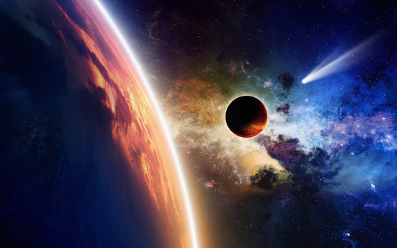 Fototapeta Planets and comet in space