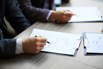 flowchart with empty boxes shows business
