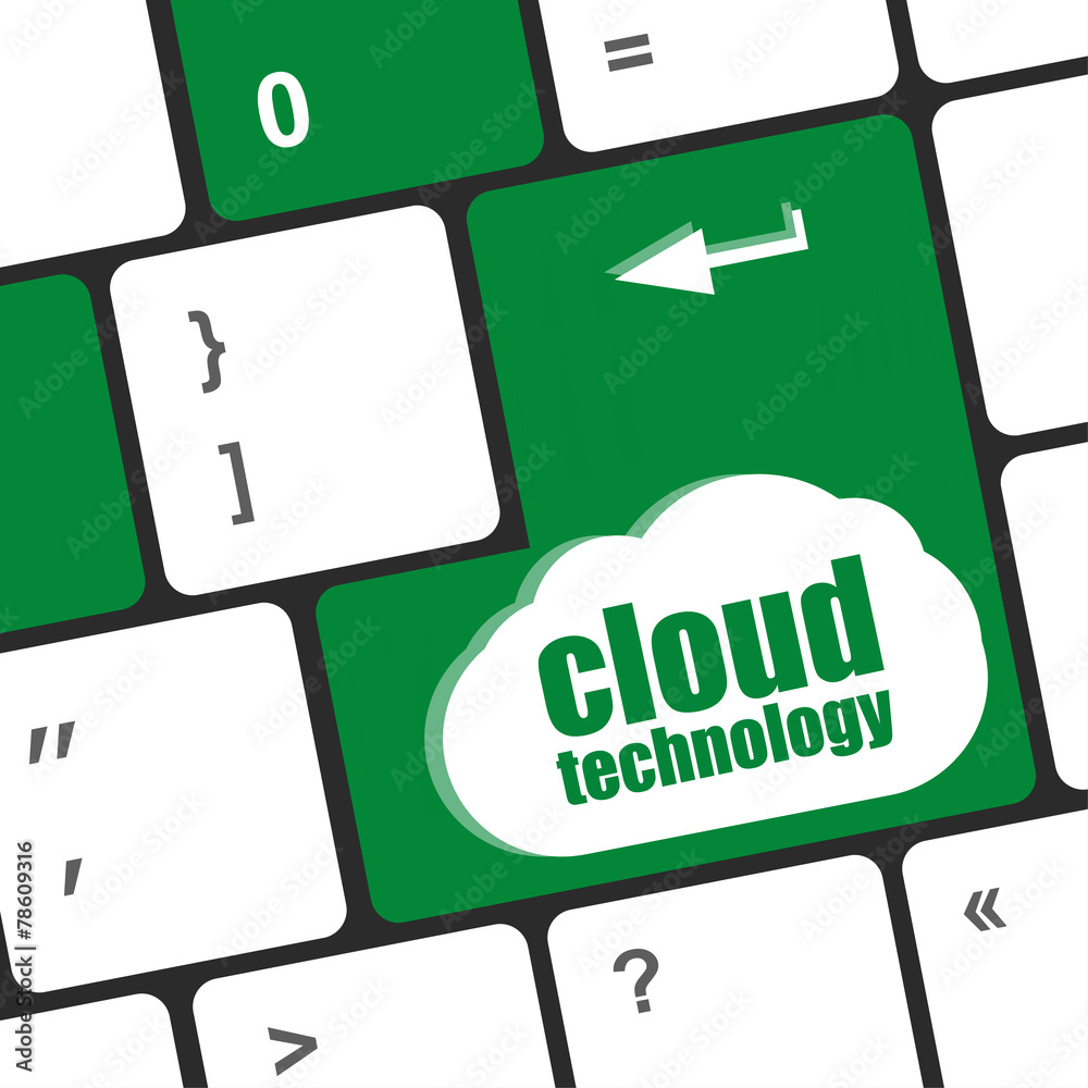 Poster connect to cloud concept on button of the keyboard key