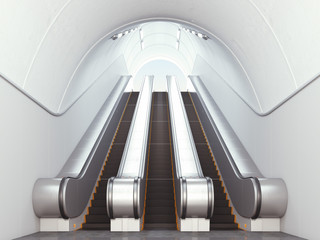 Empty long escalators